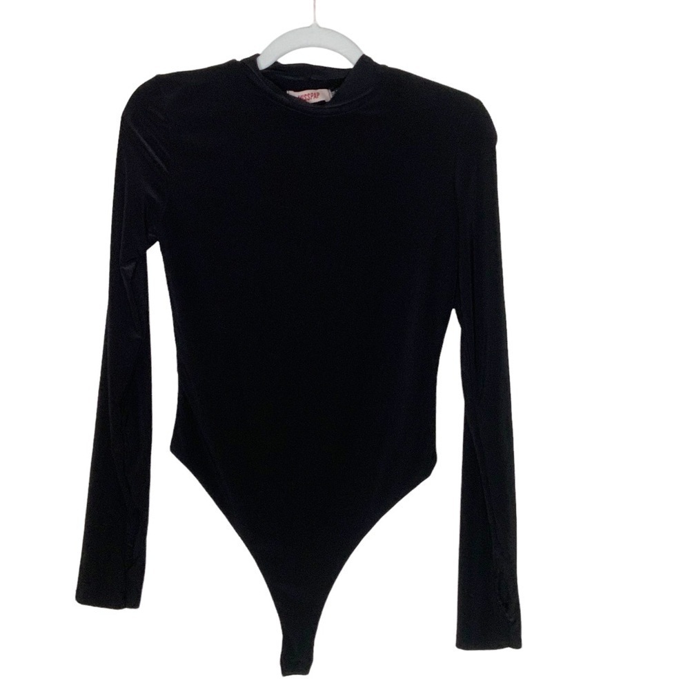 MISSPAP black high neck bodysuit. NWT. Size 12